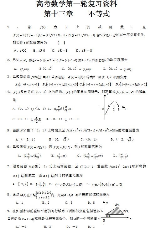 高考数学第一轮复习资料——第十三章不等式